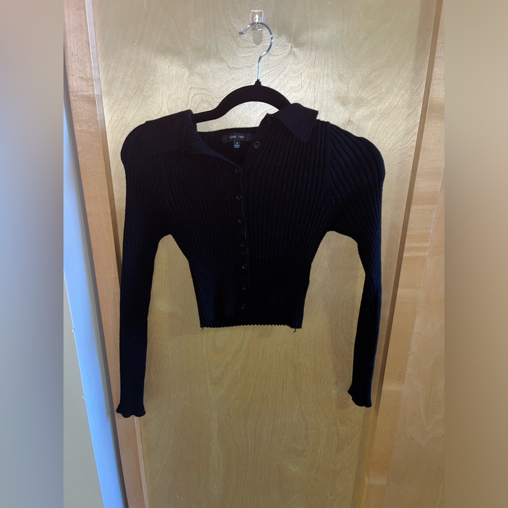 Black Collared Button-Up Women